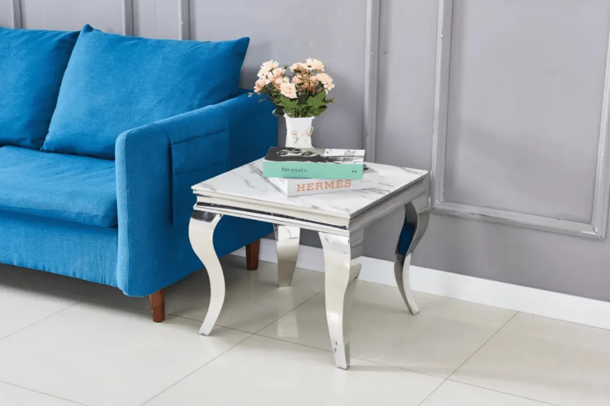 Gueridon Baroque Pieds Chrome 50x50 CM