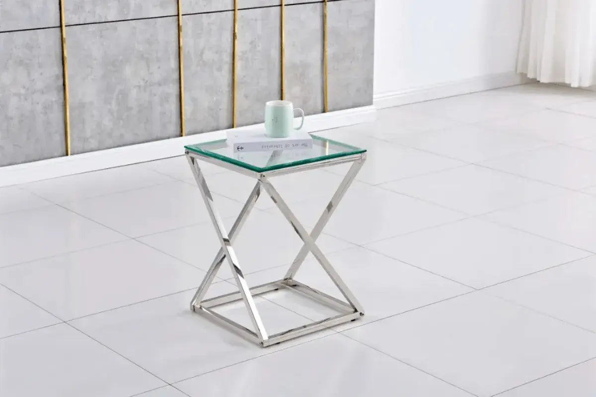 Gueridon Beverly Pieds Chrome 40x40x55 CM Swedzo-Meuble