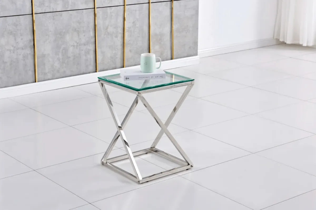 Gueridon Beverly Pieds Chrome 40x40x55 CM