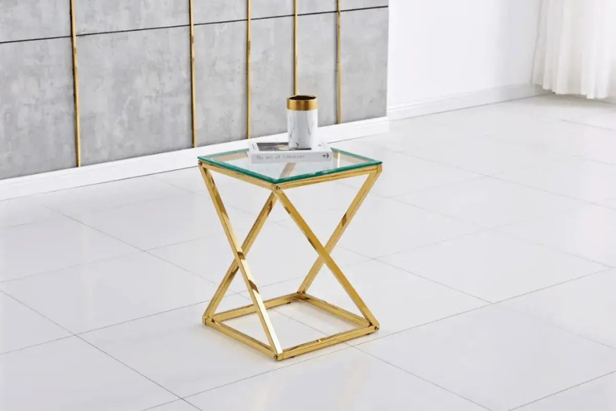 Gueridon Beverly Pieds Dore 40x40x55 CM Swedzo-Meuble