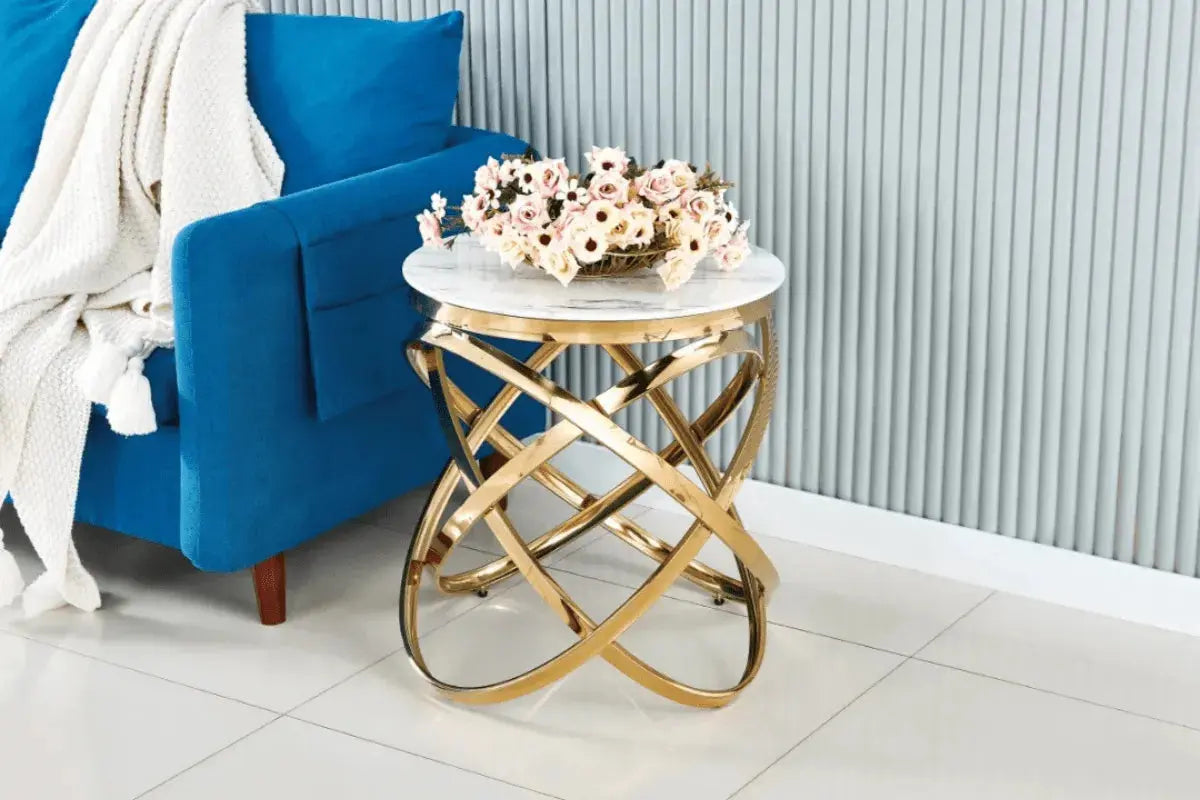 Gueridon Evol Marbre Blanc 50x55 CM Swedzo-Meuble