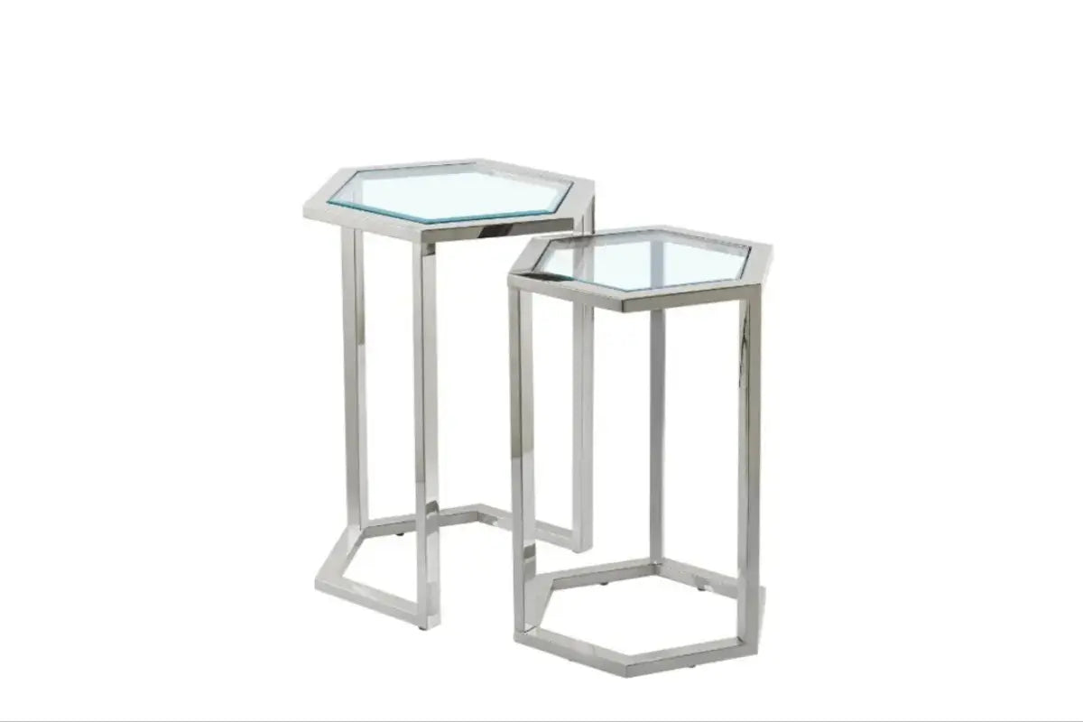 Gueridon Gigogne Hexagona Transparent Swedzo-Meuble