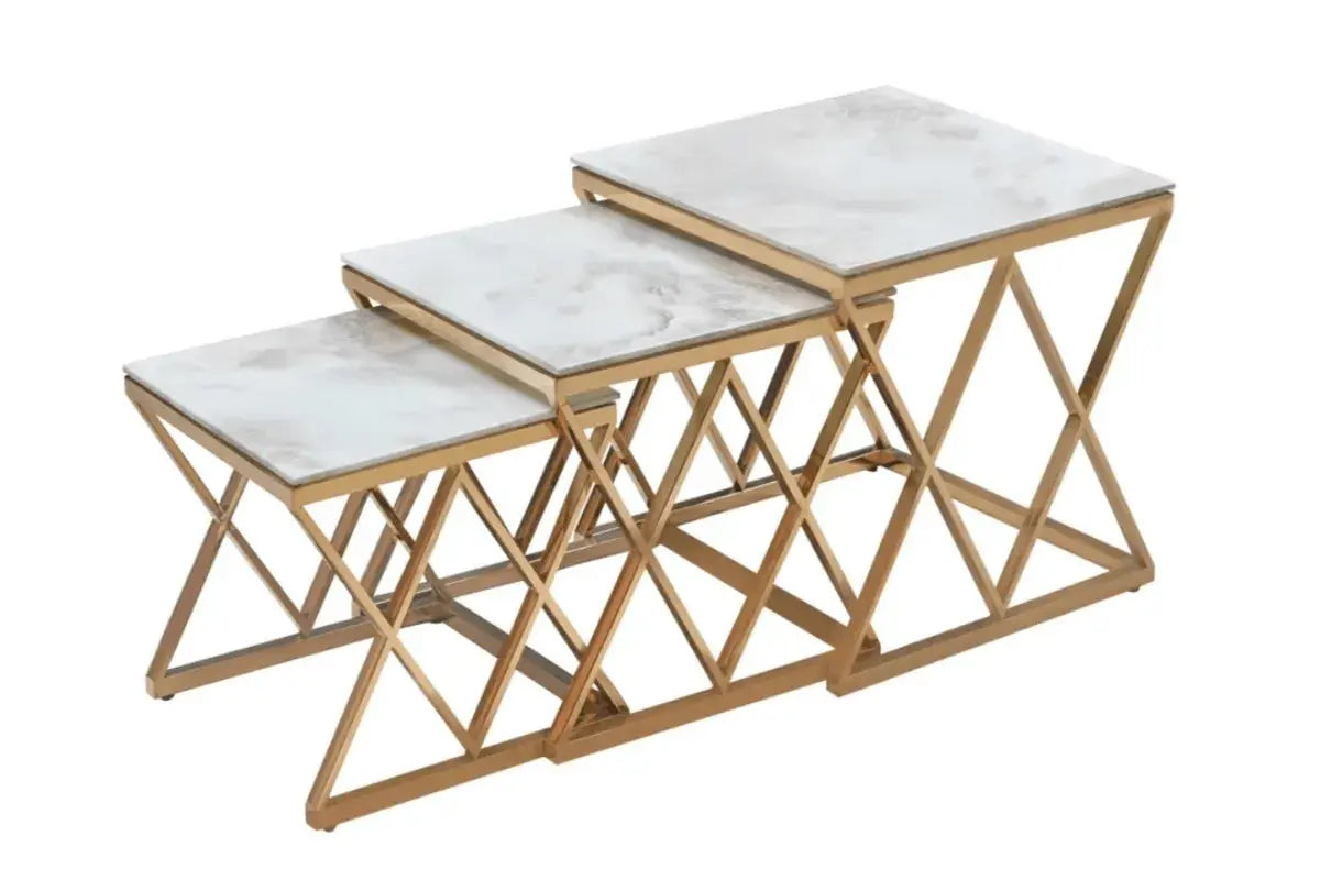 Gueridon Triple Pop En Pieds Dore Swedzo-Meuble