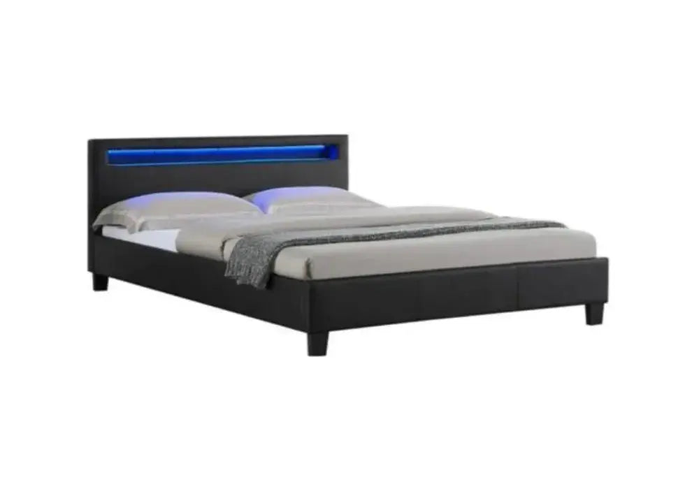 LED Lit Avec Sommier Gris Swedzo-Meuble