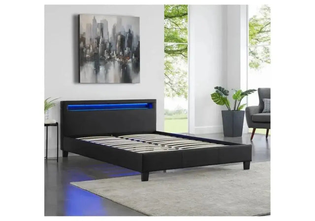 LED Lit avec Sommier Gris