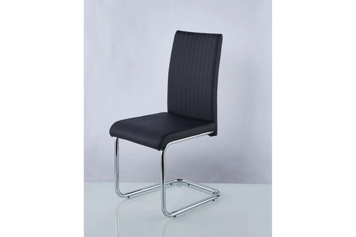 LEONARDO Ensemble de table de salle é manger en chrome blanc noir et verre et 4 ou 6 chaises de salle é manger en cuir