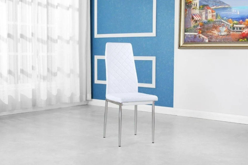 LEONARDO Ensemble de table de salle é manger en verre chromé clair et 6 chaises de salle é manger en cuir