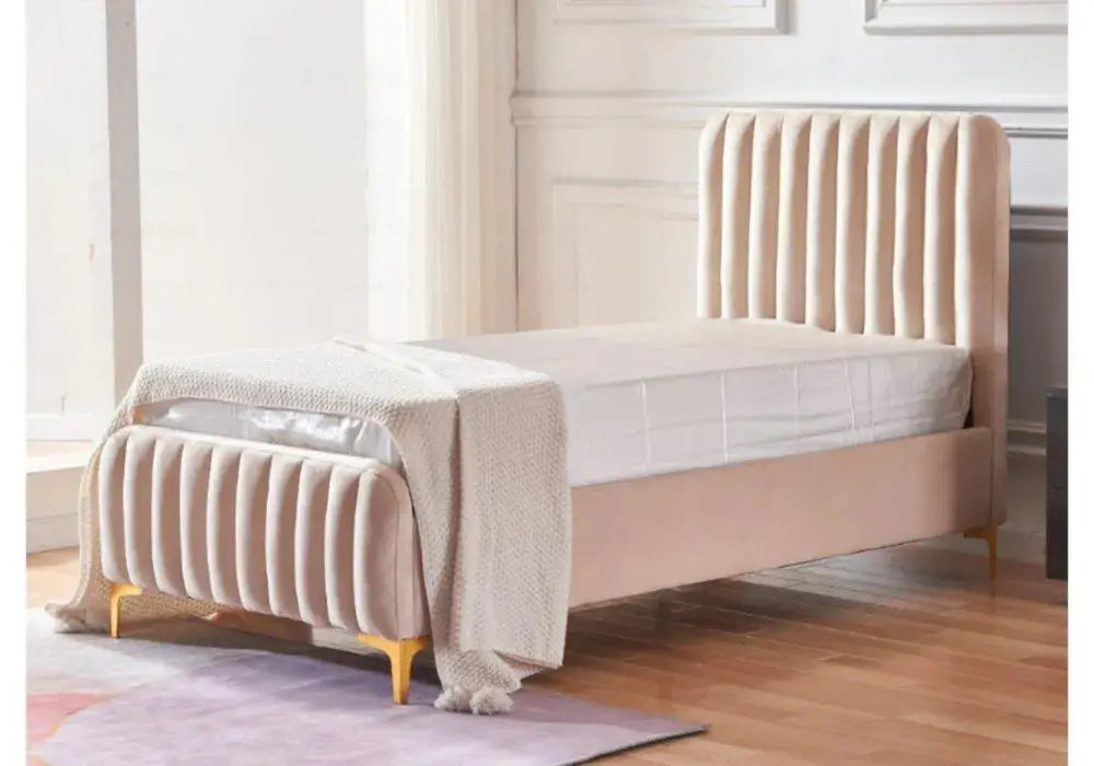 LIT FAYE CAPITONNE EN LIGNE VELOURS 90×190 cm Swedzo-Meuble
