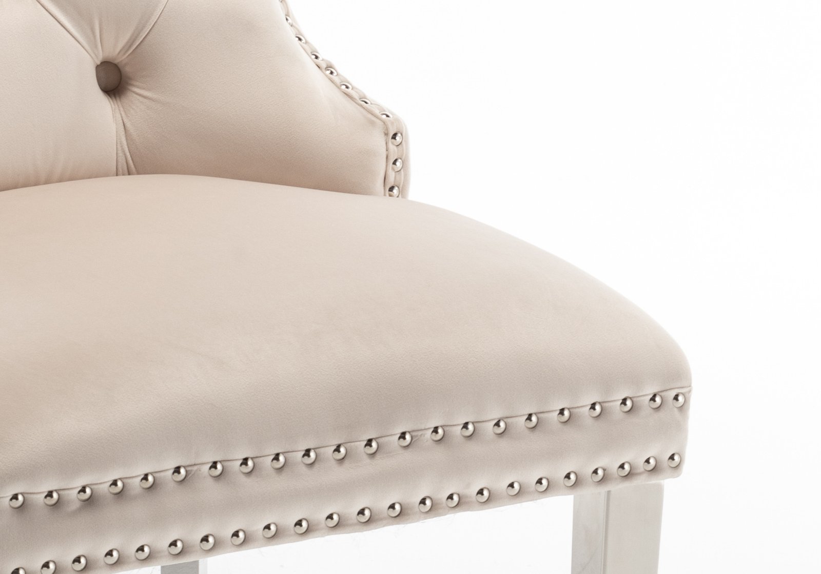 Chaise capitonnée argent beige LORA