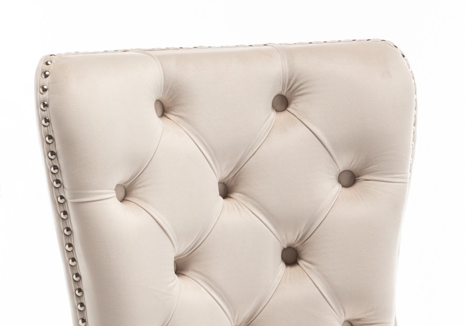 Chaise capitonnée argent beige LORA