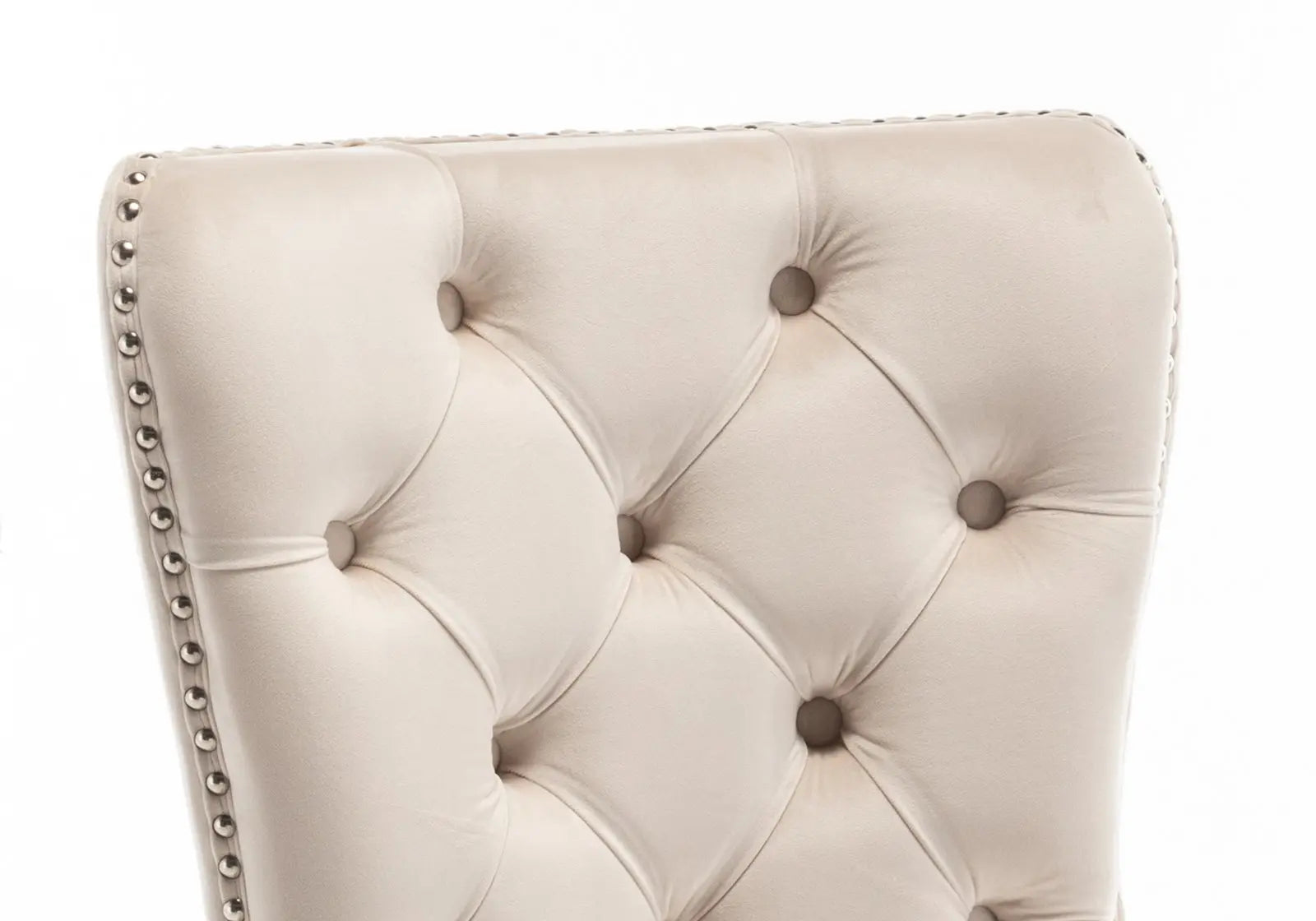 Chaise capitonnée argent beige LORA Swedzo-Meuble