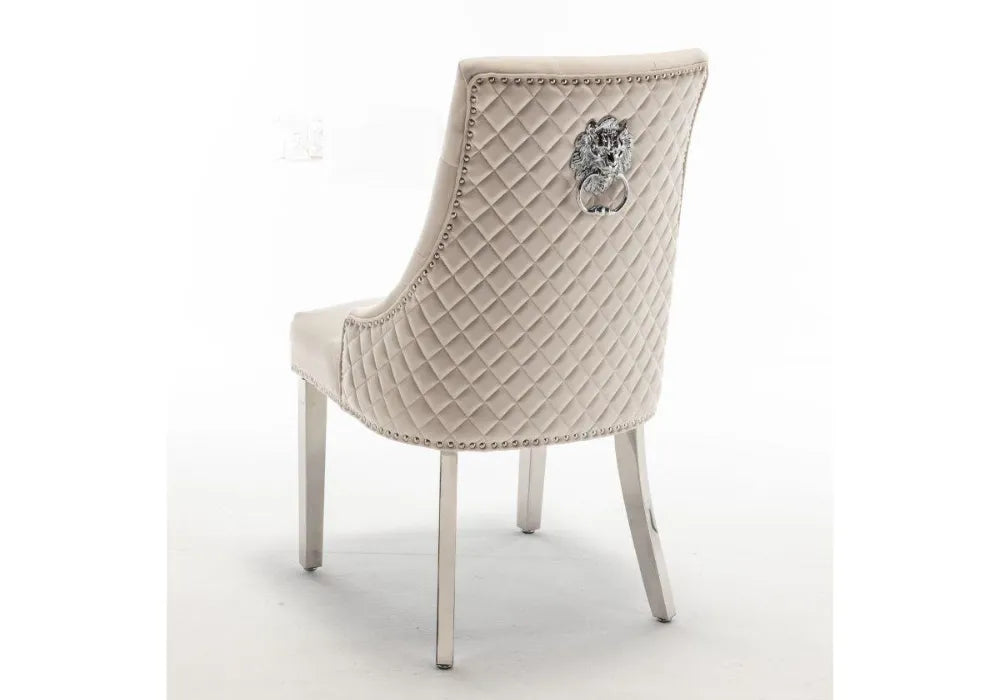 LOT DE  CHAISES LION MATELASSEE CHROME (2 piéces)