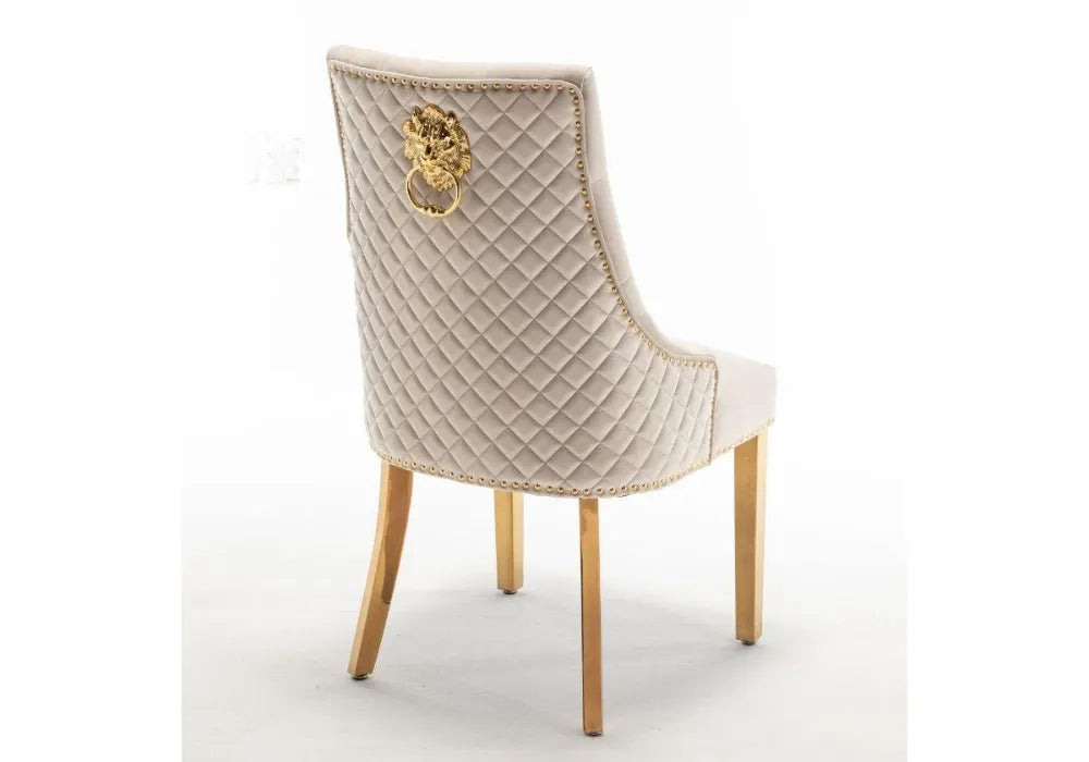 LOT DE  CHAISES LION MATELASSEE GOLD (2 piéces)