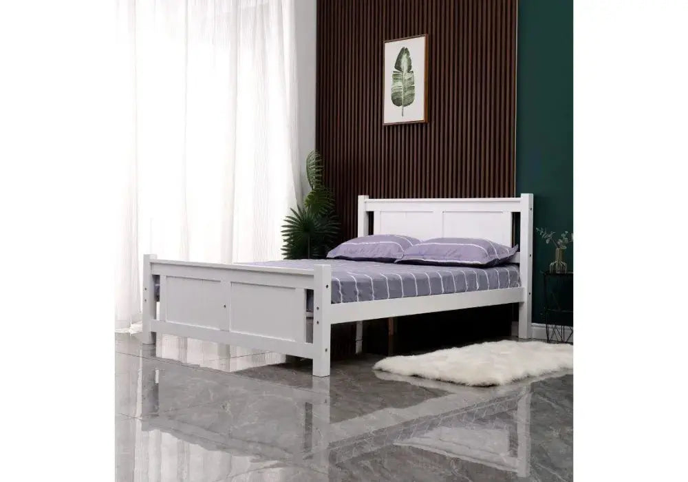 Lit Batna En Bois Blanc 140X190cm Swedzo-Meuble