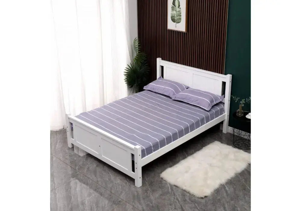 Lit Batna En Bois Blanc 140X190cm Swedzo-Meuble