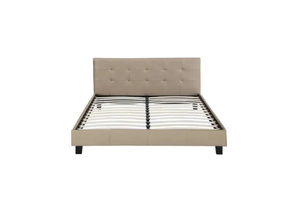 Lit Capitonnés Swedzo Taupe 140x190 - 160x200