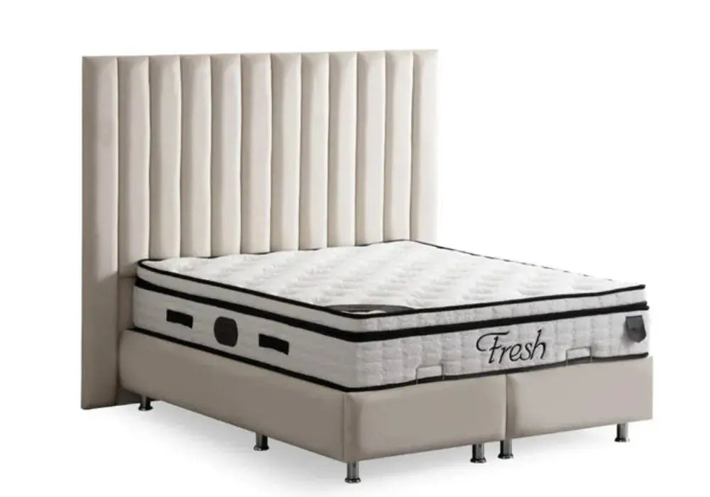 Lit Coffre ATHENA BLANC CASSE - VELOURS Swedzo-Meuble