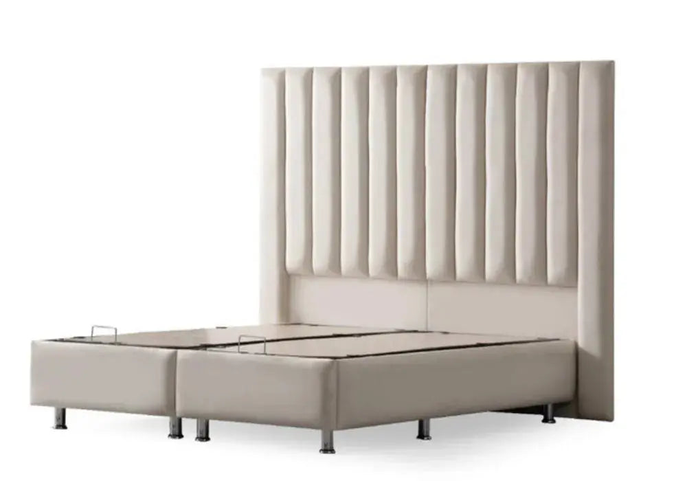 Lit Coffre ATHENA BLANC CASSE - VELOURS Swedzo-Meuble