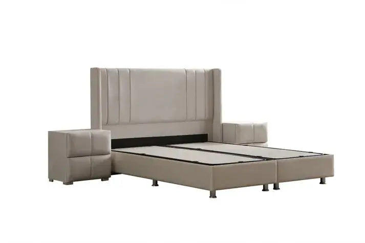 Lit Coffre Alma Velours beige Swedzo-Meuble