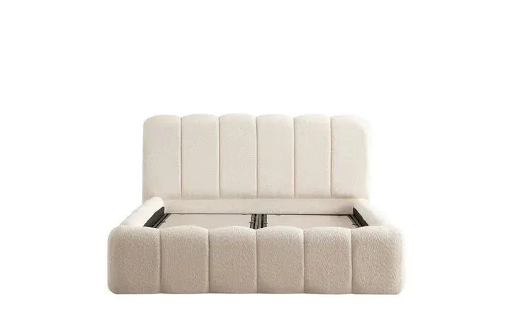 Lit Coffre Alya Chenille Blanc Cassé Swedzo-Meuble