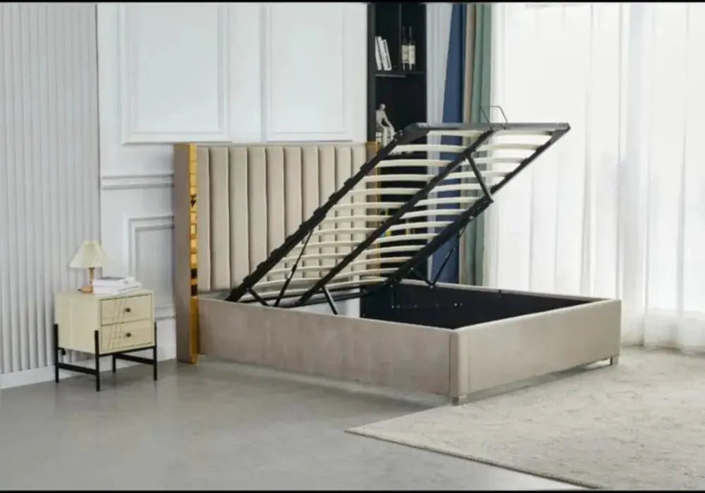 Lit Coffre Beige Prince Swedzo-Meuble