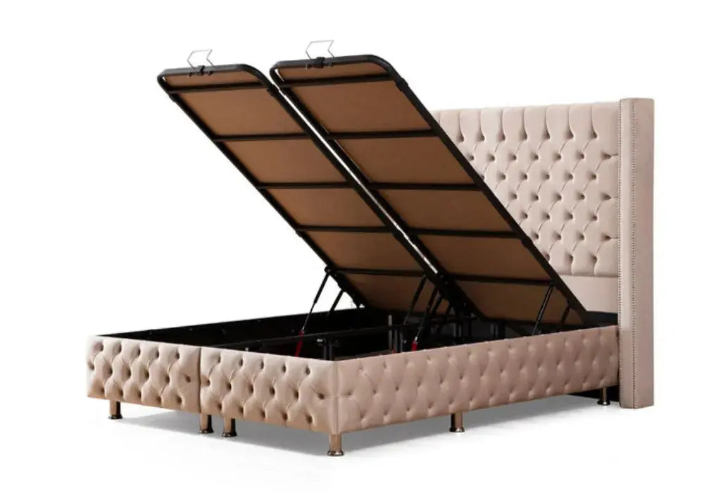 Lit Coffre CLOUTE  - Velours capitonné vendor-unknown