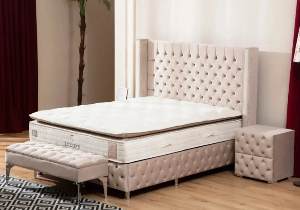 Lit Coffre CLOUTE  - Velours capitonné vendor-unknown