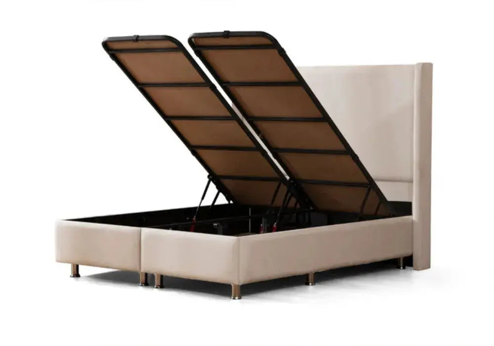 Lit Coffre COCO BLANC ECRU - Velours Swedzo-Meuble