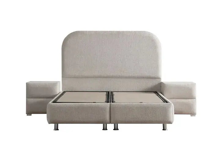 Lit Coffre Jade Chenille Blanc Cassé Swedzo-Meuble