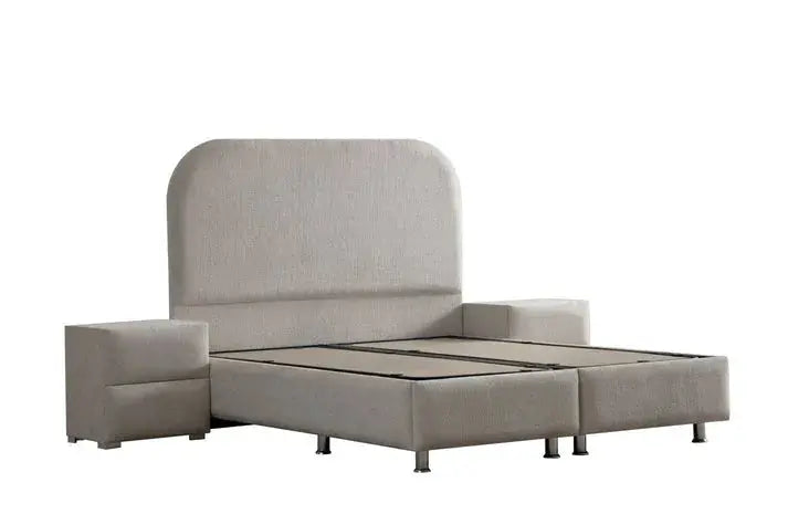 Lit Coffre Jade Chenille Blanc Cassé Swedzo-Meuble