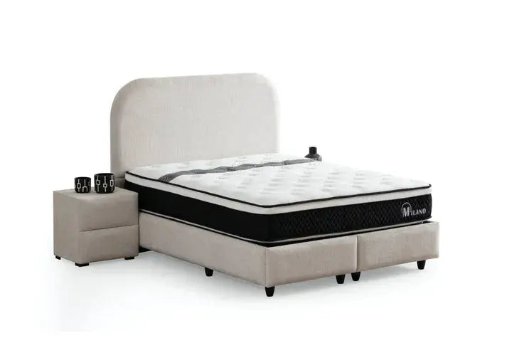 Lit Coffre Jade Chenille Blanc Cassé Swedzo-Meuble