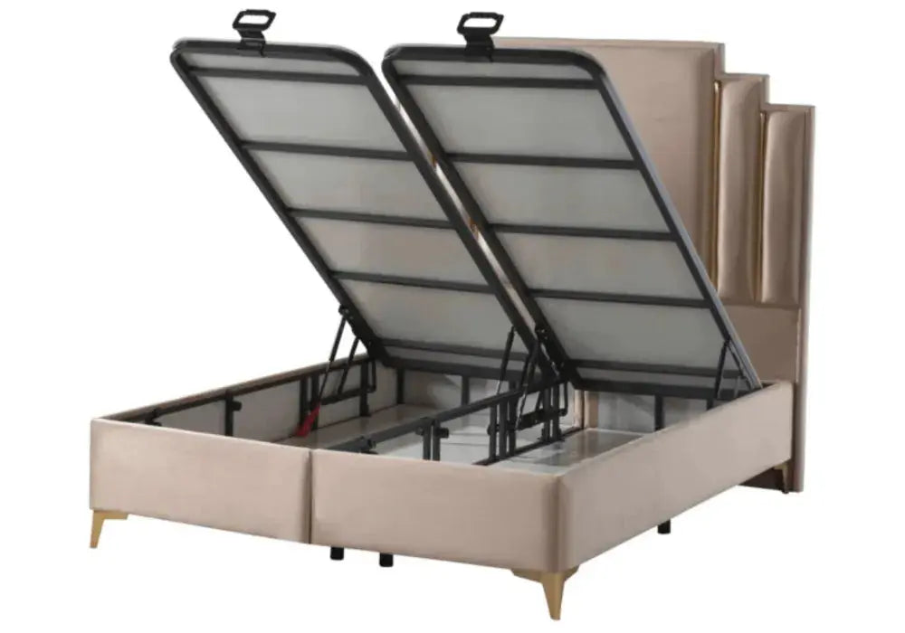 Lit Coffre Milan 160x200 Pieds Dore Swedzo-Meuble