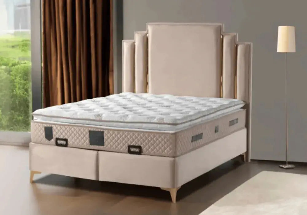 Lit Coffre Milan 160x200 Pieds Dore Swedzo-Meuble