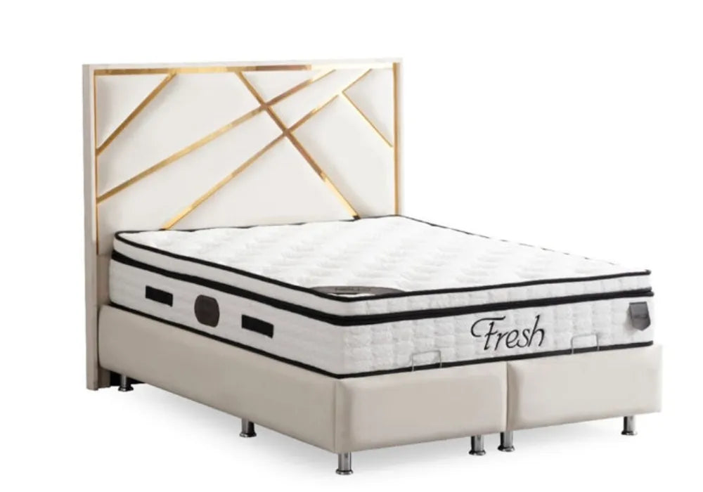 Lit Coffre PARMA BLANC CASSE - Velours