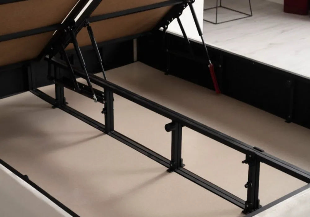 Lit Coffre PARMA BLANC CASSE - Velours