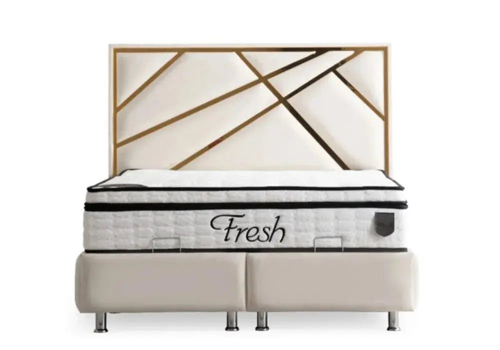 Lit Coffre PARMA BLANC CASSE - Velours Swedzo-Meuble