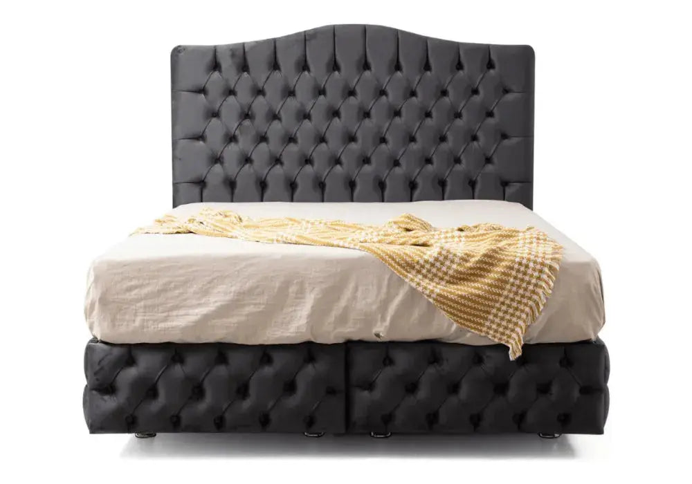 Lit Coffre Paris Velours avec tête de lit Embourrée 140x190CM Swedzo-Meuble