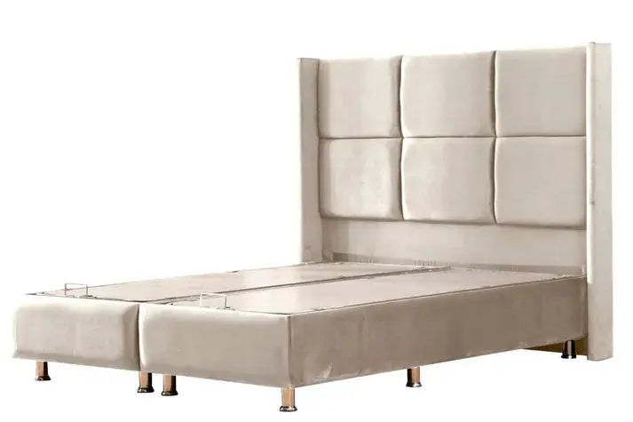 Lit Coffre RIO BEIGE - Velours Swedzo-Meuble