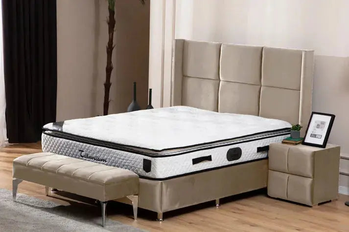 Lit Coffre RIO BEIGE - Velours Swedzo-Meuble