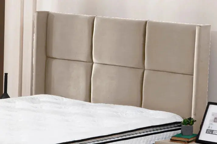 Lit Coffre RIO BEIGE - Velours Swedzo-Meuble