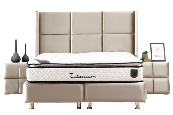 Lit Coffre RIO BEIGE - Velours