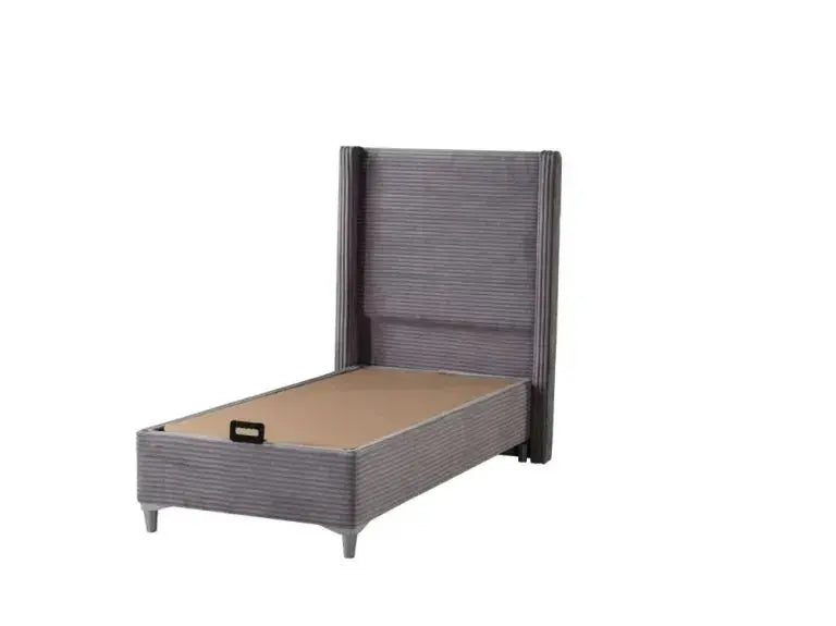 Lit Coffre Venus Côtelé Gris 90x190cm Swedzo-Meuble