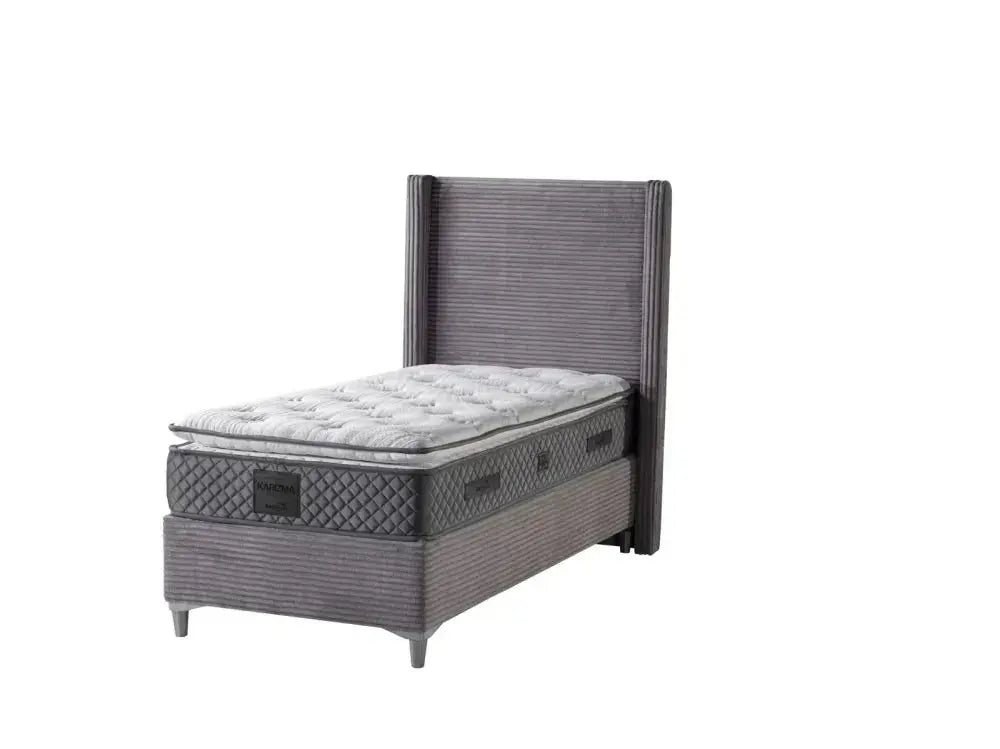 Lit Coffre Venus Côtelé Gris 90x190cm Swedzo-Meuble