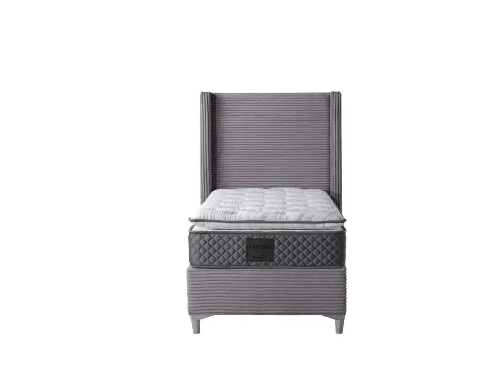 Lit Coffre Venus Côtelé Gris 90x190cm Swedzo-Meuble