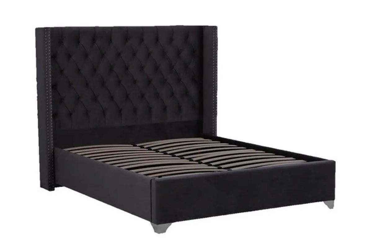 Lit Double Cloute Capitonne Velours 140/190 Swedzo-Meuble