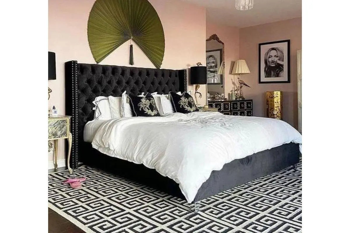 Lit Double Cloute Capitonne Velours 140/190 Swedzo-Meuble