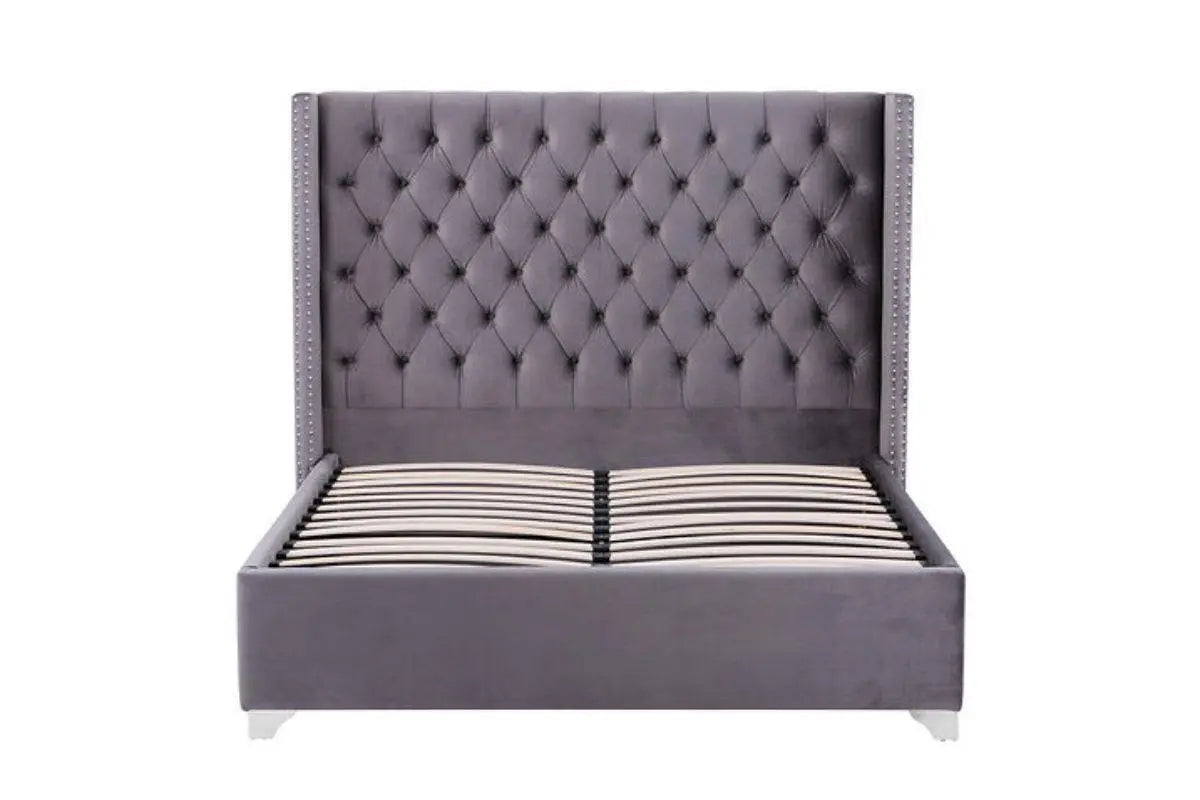 Lit Double Cloute Capitonne Velours 140/190 Swedzo-Meuble