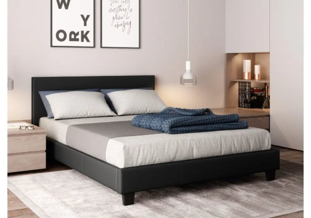 Lit avec sommier similicuir 140/190