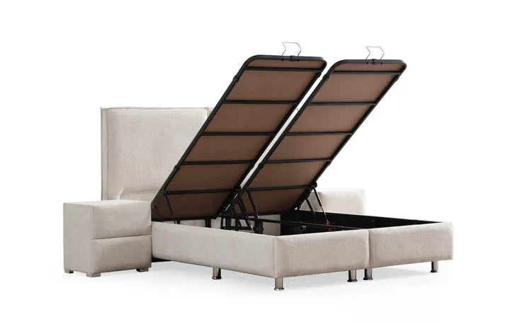 Lit coffre Maya Chenille Blanc Cassé