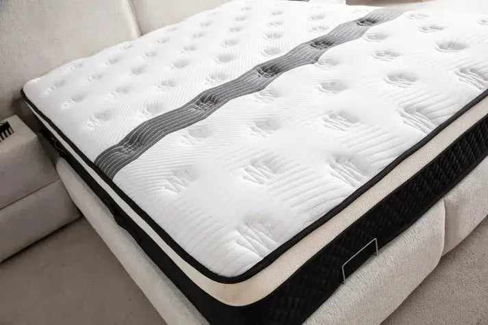 Lit coffre Maya Chenille Blanc Cassé Swedzo-Meuble